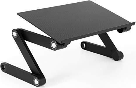 VIVO Black Height Adjustable Folding Laptop Table Tray Desk Stand - Portable Aluminum Notebook Workstation (DESK-L-V016)