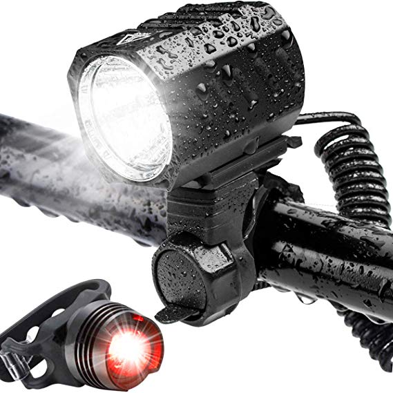 Bike Lights Set, USB Rechargeable Bicycle Lights, Led Bike Lights Front and Back Set, Water-Resistant,1200 Lumens Headlights Fits All Bicycles, for Mountain Road Cycling and Camping/Hiking