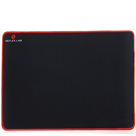 Reflex Lab Red Large Gaming Mouse Pad Mat, Stitched Edges, Waterproof, Ultra Thick 5mm, Silky Smooth-15”x11” Mousepad
