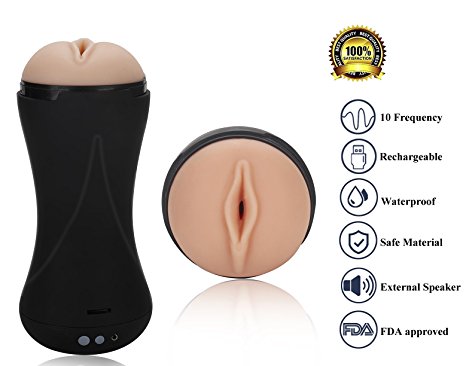BigBanana Male Masturbation Cup, 10 Frequency Rechargeable Masturbator with Real Voice Stimulation Sex Toy (Black3)