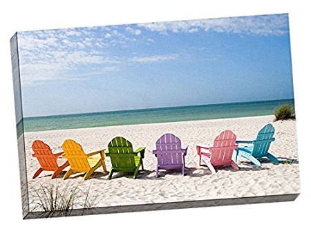 24x36 Inch Beach Chairs Stretched Canvas Wall Art