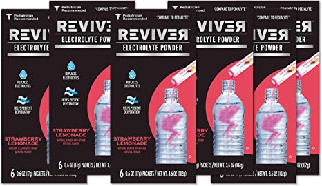 Good Sense Reviver Strawberry Lemonade Electrolyte Powder Packets (Pack of 6), Pink, 36 Count