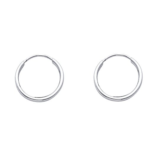 14k White Gold 1.5mm Thickness Endless Hoop Earrings - 8 Different Size Available