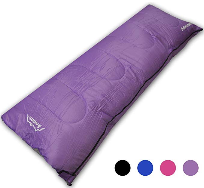 Andes Palermo 400 Rectangle Sleeping Bag Warm 400GSM Filling - Compression Carry Bag Included - Ideal For Camping, Festivals Waterproof