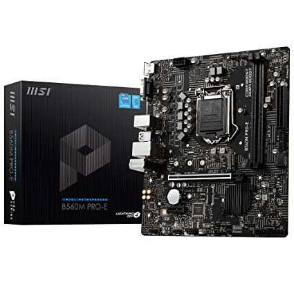 MSI B560M PRO-E Motherboard, Micro-ATX, Supports Intel Core 11th Gen Processors, LGA 1200-2 x DIMMs (5200MHz/OC), 1 x PCIe 4.0 x16, 1 x M.2 Gen4/3, 2.5G LAN