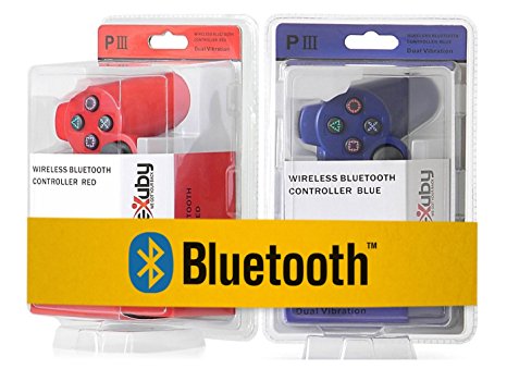 2-Pack eXuby Killer Red / Dark Blue Bluetooth Wireless Controllers Compatible With Sony PS3 And Playstation 3 (6-Axis And Dual-Vibration)