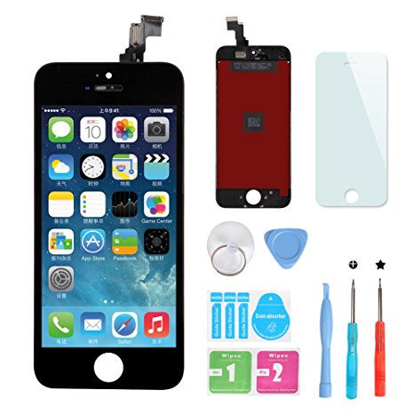 LCD Display Touch Screen Digitizer Assembly for Iphone 5C Black  Tools and Professional Glass Screen Protector for iPhone 5C 4.0 inch