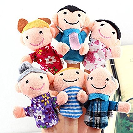 Carejoy Cute 6pcs Family Finger Puppets - People Includes Mom, Dad, Grandpa, Grandma, Brother, Sister