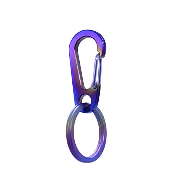 Titanium Heavy Duty Key Rings Mini Carabiners Keychain Quickdraw Hooks Keychain and Key Ring (Colorful, Large)