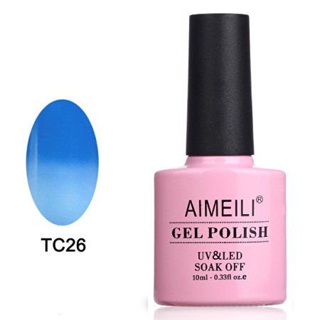 AIMEILI Soak Off UV LED Temperature Color Changing Chameleon Gel Nail Polish - Moody Blues (TC26) 10ml