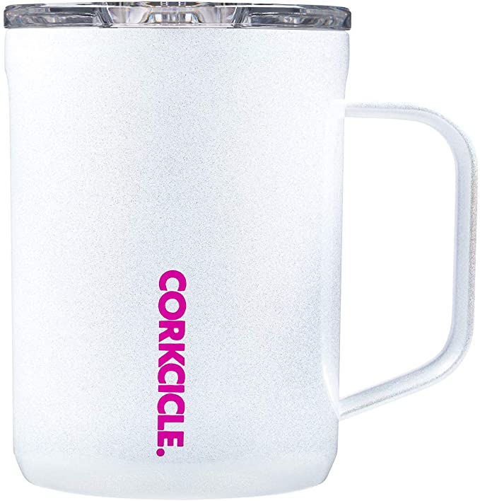 Corkcicle 16oz Coffee Mug - Triple-Insulated Stainless Steel Cup with Handle - Sparkle Unicorn Magic