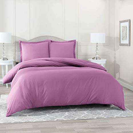 Nestl Bedding Duvet Cover 3 Piece Set – Ultra Soft Double Brushed Microfiber Hotel Collection – Comforter Cover with Button Closure and 2 Pillow Shams, Lavender Dream - Queen 90"x90"