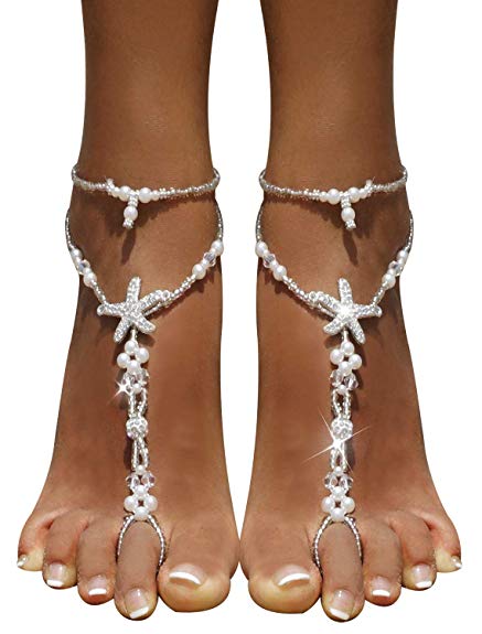 Bellady Women's Lady's 2 Piece Barefoot Sandals Toe Ring Anklets Wedding Beach Jewelry