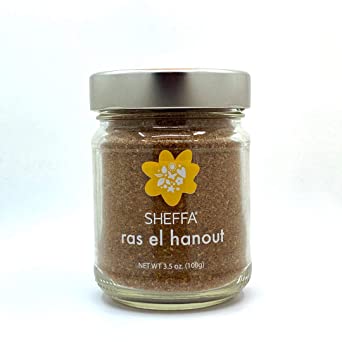 SHEFFA Ras El Hanout Spice Blend Seasoning Powder Mix (3.5 oz Glass Jar) Moroccan seasonings for cooking, mixed spices, meat rubs, spices for Roasted chicken, turkey, beef, lamb chops