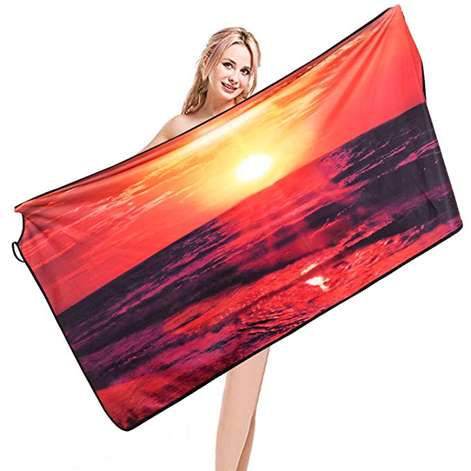 AGTCARE Beach Travel Towel Printed, Lightweight Towel Blanket for Beach, Pool, Vocation, Quick Dry Absorbent Swim Towel for Women Men, Multi-Purpose Beach Accessory, 62x28 Inches Large