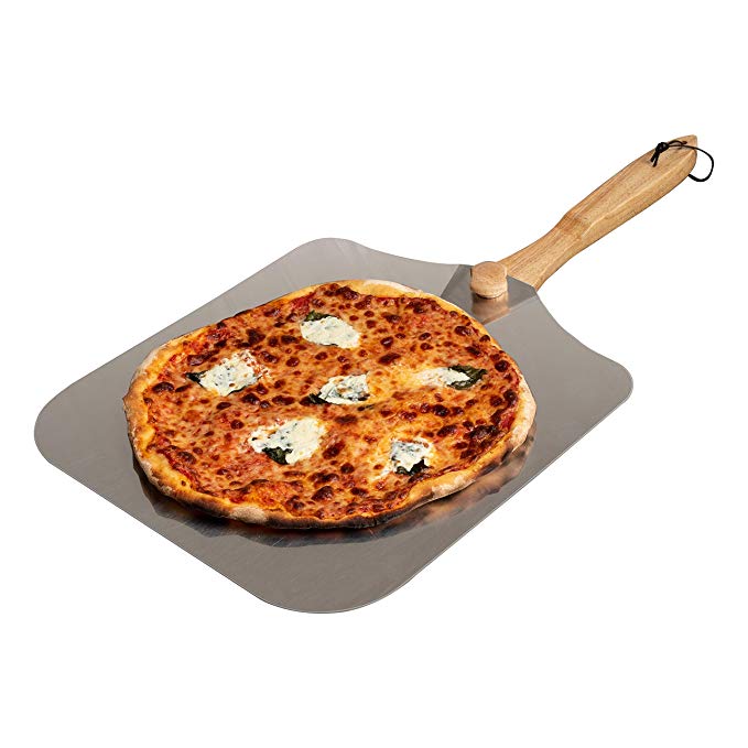 Kitchen Supply 14-inch x 16-Inch Aluminum Pizza Peel with Foldable Wood Handle