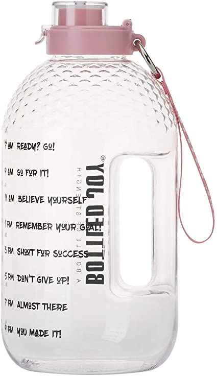 BOTTLED JOY 1 Gallon Water Bottle, BPA Free Large Water Bottle Hydration with Motivational Time Marker Reminder Leak-Proof Drinking Big Water Jug for Camping Sports Workouts and Outdoor Activity