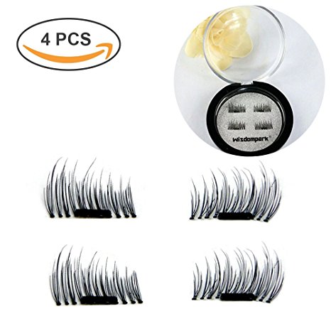 Wisdompark New Magnetic Eyelashes 4 Pieces/ Box 3D Reusable False Magnet Eyelashes Extension kit, Type A