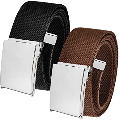 Men's Cut to Fit Golf Belt Casual Outdoor Canvas with Silver Flip Top Buckle