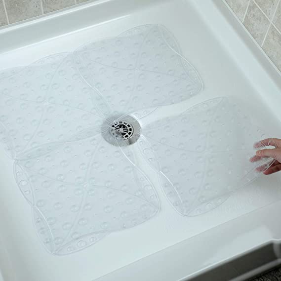 SlipX Solutions Versatile Expandable Bath & Shower Safety Mat System Fits Any Size Tub or Shower! (Custom Size, Clear)