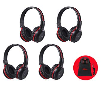 4 Pack of Vehicle Headphones, Support Car DVD Player, Car Headphones for Rear Entertainment System,Durable and Flexible for Kids, Wireless Infared Headphones with 3.5mm AUX Cable