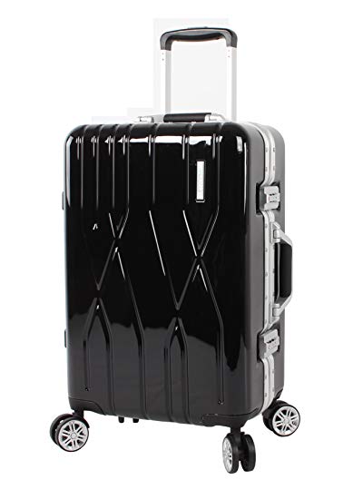 Andiamo Elegante Suitcase with Built-in TSA Lock - Zipperless 20 Inch Hardside Carry On Bag- Lightweight (ABS PC) Luggage With 8-Rolling Spinner Wheels (Black)