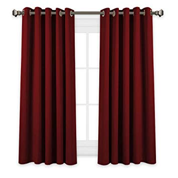 PONY DANCE Thermal Blackout Curtain - Super Soft Solid Home Decor Drape Window Treatment Blackout Curtain Panels for Living Room & Bedroom, Set of 2 Pcs, W 66" x D 54", Red
