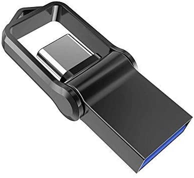 Type C Flash Drive 32GB Thumb Drive, KALSAN 32GB 2 in 1 OTG Type C  USB 3.0 Dua Flashl Drive Waterproof Memory Stick with Keychain Metal-Black