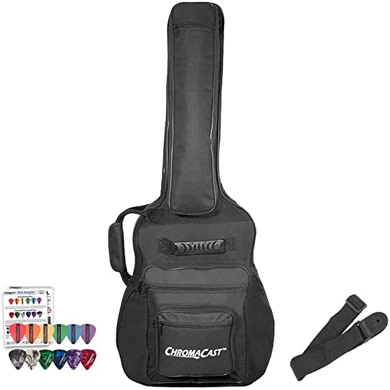 ChromaCast CC-AMJPB-BAG-KIT-1 Acoustic Mini Jumbo Padded Gig Bag with Guitar Strap and Pick Sampler