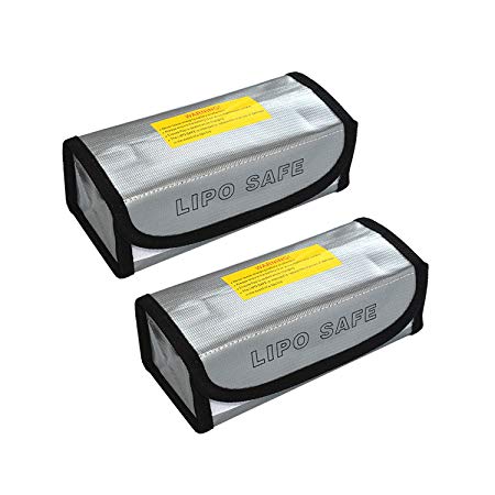 ENGPOW 2pcs Fireproof Bag Battery Safe Bag Lipo Battery Guard Safe Bag 185x75x60mm for 2 2s batteries (2pcs)