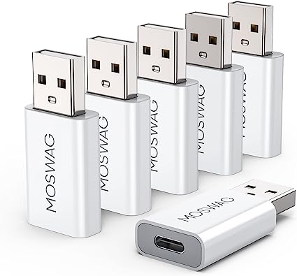 MOSWAG USB C Female to USB Male Adapter, USB C to USB Adapter Compatible with Apple MagSafe Charger, Watch Series Ultra/8/7/se, iMac, MacBook Pro, MacBook, Laptops, PC, Computers and More