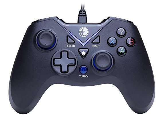 IFYOO V-one Vibration-Feedback USB Wired Gamepad Controller Joystick Support PC(Windows XP/7/8/8.1/10) & PS3 & Android (Xbox architecture) - [Black&Blue]