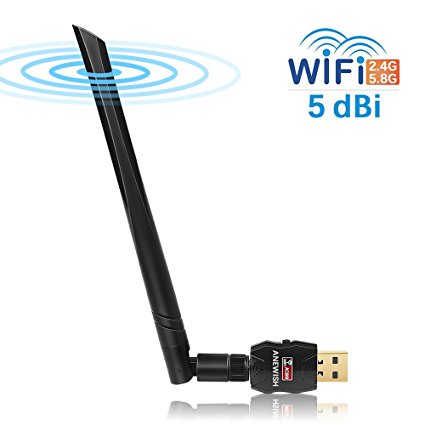 Upgraded Wireless Usb Wifi Adapter AC 600Mbps Dual Band 5.8G/433Mbps 2.4G/150Mbps High Gain 5dBi Antenna Network Adapter For Windows 10/Vista/8/7/XP/2000/Mac10.4-10.12.4