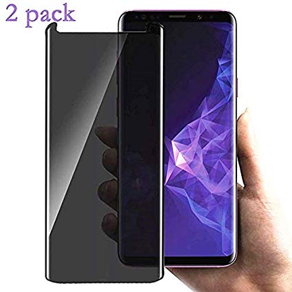 hairbowsales Compatible Samsung Galaxy S9 Plus Privacy Screen Protector, hairbowsales [2 - Pack][3D Curved][Case Friendly][Anti-Scratch][9H Hardness] Tempered Glass Screen Protector for Galaxy S9 Plus