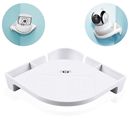 GloryBear Baby Monitor Mount Shelf & bracket - available for camera stand, wall mounted by sticker installation, compatible with most brands of baby monitors ( Corner )