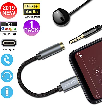 [2019 Upgraded] USB C to 3.5mm Headphone Jack Adapter - Pixel Connector Aux Adapter Compatible with Google Pixel 2/2XL/3/3XL, Moto Z, LG, HTC, Razer, LeEco Le, MacBook Pro, Chromebook and More