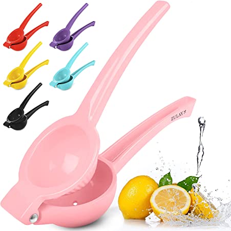 Zulay Premium Quality Metal Lemon Squeezer, Citrus Juicer, Manual Press for Extracting the Most Juice Possible - Pink