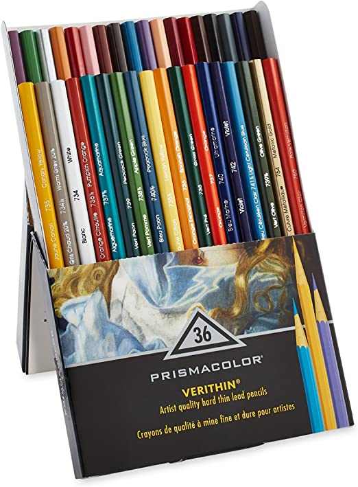 Prismacolor Premier Verithin Colored Pencils, Assorted Colors, 36 Pencils, Pack of 1 Box (2428)