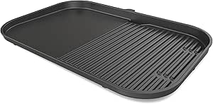 Ninja XSKGRDLXL Woodfire Grill & Griddle Plate, Compatible with OG800 and OG900 Series, 2-in-1 Grill and Griddle Functionality, Ceramic, Nonstick Coating, Black