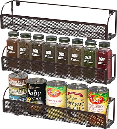 Simple Houseware Spice Rack Organizer Storage, Bronze, Set of 3