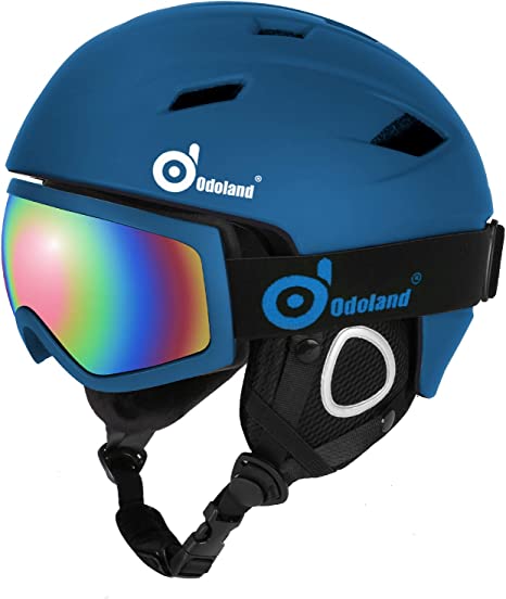 Odoland Snow Ski Helmet and Goggles Set, Sports Helmet and Protective Glasses - Shockproof/Windproof Protective Gear for Skiing, Snowboarding, Snow Sport Helmet