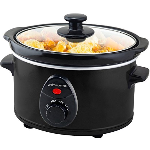 Andrew James Premium Slow Cooker with Tempered Glass Lid Removable Ceramic Inner Bowl and Three Temperature Settings (1.5 Litre)