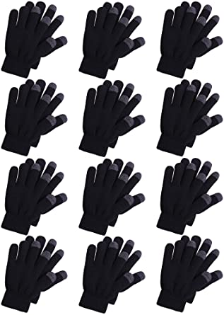 Cooraby 12 Pairs Kid's Touchscreen Gloves Teens Winter Warm Knit Texting Gloves