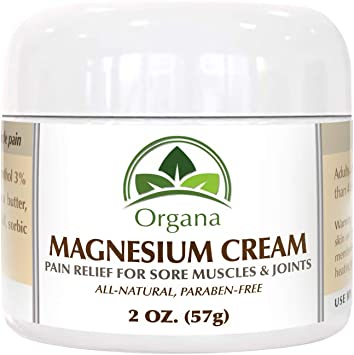 Organa All Natural Magnesium Pain Relief Cream for Sore Muscles, Joints, Back, Knee, Hand, Feet, Neck etc.