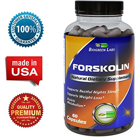 Pure Forskolin Extract- Weight Loss -250 mg capsules -Appetite Suppressant-Get Thin Lose Weight -Best Natural Diet Supplement – Fat Burner Pills – Premium Coleus Forskohlii Root – Biogreen Labs