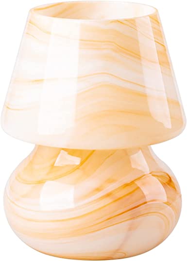 COOSA Mushroom Bedside Table Lamp,Glass LED Bedside Night Lamps, Small Nightstand Desk lamp for Home Decor, Study, Living, Bedroom, Gift，Bulb Included