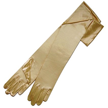 ZaZa Bridal 19.5" Long Shiny Stretch Satin Dress Gloves 12BL