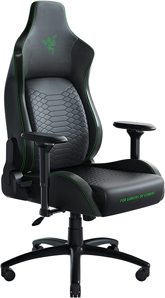 Razer Iskur XL Gaming Chair: Ergonomic Lumber Support System - Multi-Layered Synthetic Leather - Durable Foam Cushions - Engineered to Carry - Memory Foam Head Cushion - Black/Green