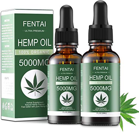 Hemp Oil for Pain Stress Relief 2 Pack 5000MG Organic Hemp Oil Drops 100% Pure Natural Extract Anti-Anxiety Anti-Stress Helps with Sleep Skin Hair