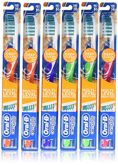 Oral-B Complete Deep Clean 40 Medium Bristles Toothbrush  (Pack of 6 Manual Toothbrushes) (mixed colors)